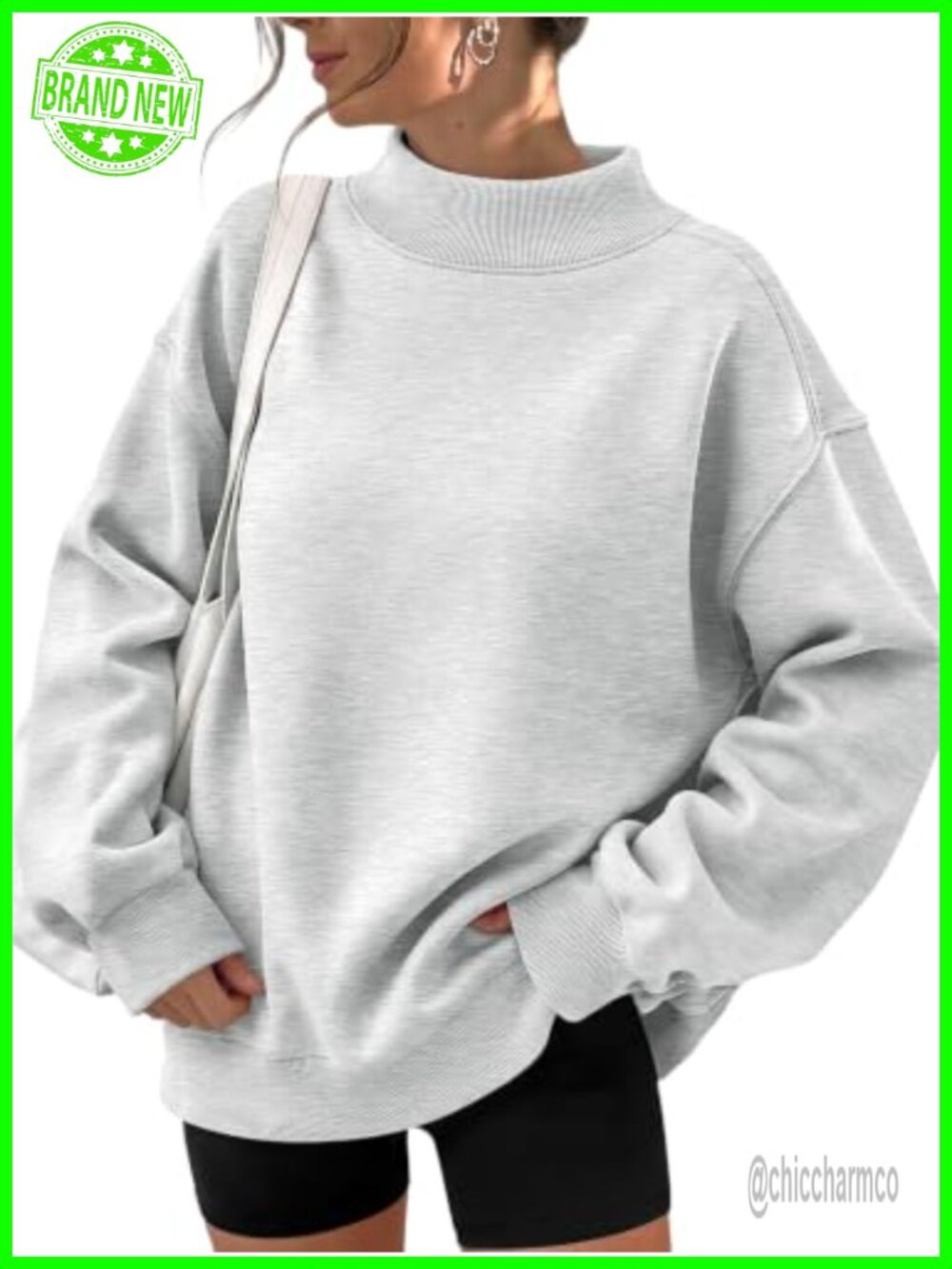 Mock Neck Oversized Sweatshirt Casual Pullover Fall
